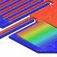 Close-up of MEMS accelerometer 3D simulation with a hex-dominant mesh generated with new CoventorWare 2012 software.
