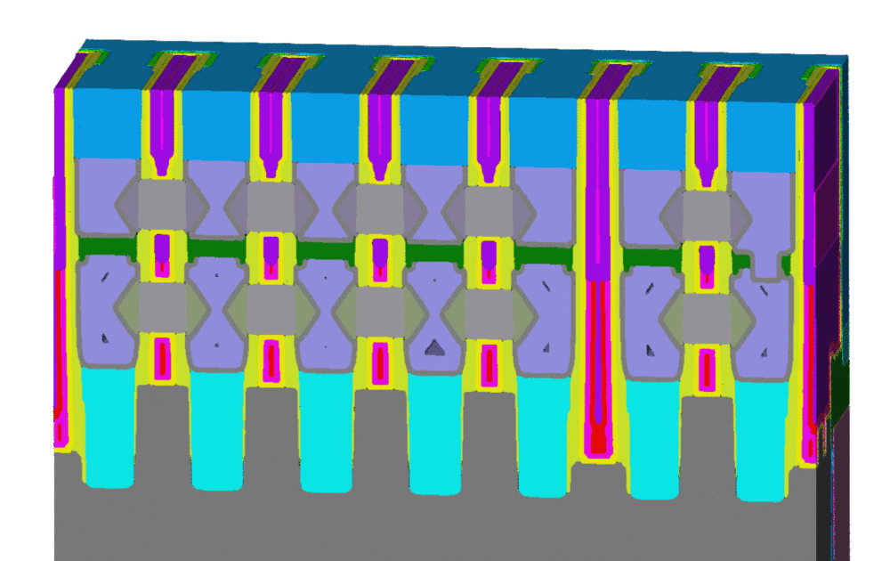  (animated gif) Structure rotation and cross section change done by SEMulator3D to look for short within the 3D structure.