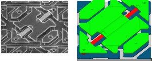 SEM of DMD with mirror removed and SEMulator3D model