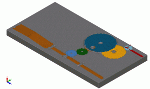 SEMulator3D animation of the pop-up mirror device using motion paths. Motion paths are used to program the motion of mechanical components in order to visualize their movements.