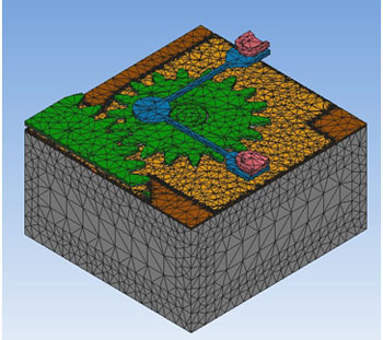 Mesh generated on the MEMS gear drive assembly