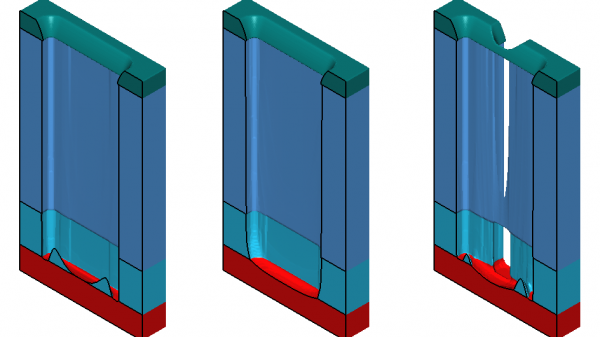 Figure 4. Simulation result of a specific etch process library on three different structures