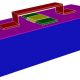 Figure 4:  CoventorMP® model of bridge-type RF switch in its undeformed, “up” state