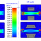 Figure 3: On/off-state current distribution at fin bottom (top figures: no residue; bottom figure: with residue).