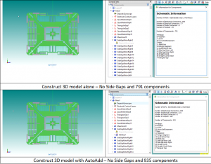 Figure 5:   Construct 3D model with and without AutoAdd function enabled