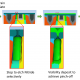 Figure 1 - SEMulator3D® process flow for creating an airgap in a FinFET model. The visibility deposit step creates the airgap by pinching off the airgap at the top. The CMP step is then used to remove the excess nitride. Scale bar is 10nm. The airgap reduces the parasitic capacitance between gate and source/drain. The size of the airgap can be controlled by varying the etch depth, tilt and source sigma of the etching reagents.