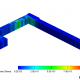 Figure 4:  CoventorWare® result showing maximum stress on the frame for 75e3 g’s is within yield strength of silicon
